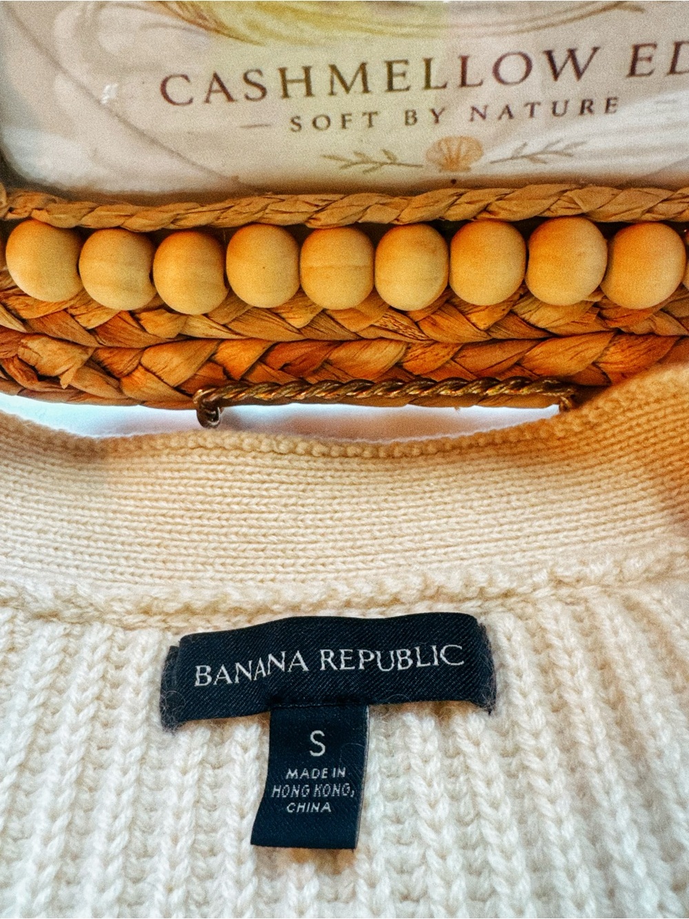 π€ Banana Republic Ivory Cashmere Merino Rib Knit Cardigan S - Picture 6 of 11